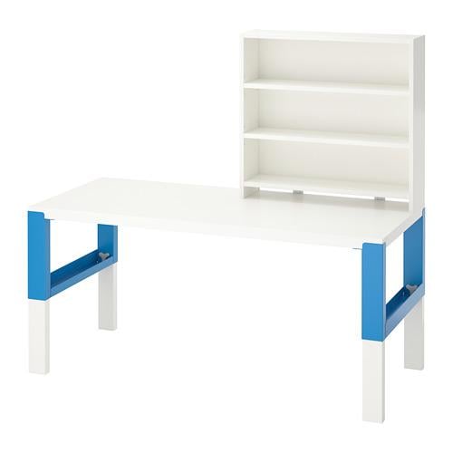 PÅHL письменн стол с полками белый/синий 128x58 cm