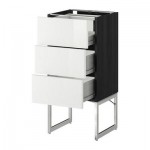 МЕТОД / ФОРВАРА Напольн шкаф 3фронт пнл/2низ/2ср ящ - 40x37x60 см, Рингульт глянцевый белый, под дерево черный МЕТОД / ФОРВАРА Напольн шкаф 3фронт пнл/2низ/2ср ящ - 40x37x60 см, Рингульт глянцевый белый, под дерево черный