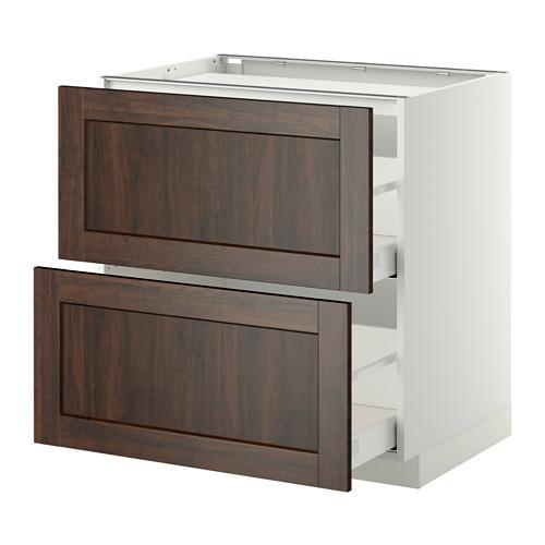 МЕТОД / МАКСИМЕРА Напольн шкаф/2фронт пнл/3ящика - белый, Эдсерум под дерево коричневый, 80x60 см
