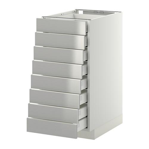 МЕТОД / МАКСИМЕРА Наполн шкаф 8 фронт/8 низк ящиков - белый, Гревста нержавеющ сталь, 40x60 см