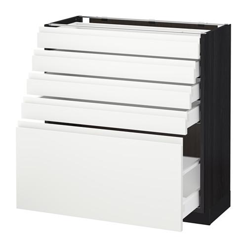 МЕТОД / МАКСИМЕРА Напольный шкаф с 5 ящиками - под дерево черный, Воксторп белый, 80x37 см МЕТОД / МАКСИМЕРА Напольный шкаф с 5 ящиками - под дерево черный, Воксторп белый, 80x37 см