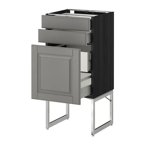 МЕТОД / МАКСИМЕРА Напольн шкаф 3фронт пнл/2низ/2ср ящ - под дерево черный, Будбин серый, 40x37x60 см МЕТОД / МАКСИМЕРА Напольн шкаф 3фронт пнл/2низ/2ср ящ - под дерево черный, Будбин серый, 40x37x60 см