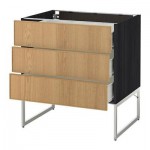 МЕТОД / ФОРВАРА Нплн шк 3 фрнт/3 средн ящика - 80x60x60 см, Экестад дуб, под дерево черный МЕТОД / ФОРВАРА Нплн шк 3 фрнт/3 средн ящика - 80x60x60 см, Экестад дуб, под дерево черный