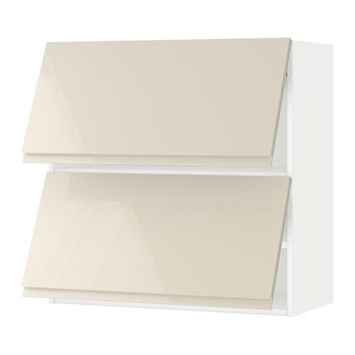 МЕТОД Навесной шкаф/2 дверцы, горизонтал - белый, Воксторп глянцевый светло-бежевый, 80x80 см МЕТОД Навесной шкаф/2 дверцы, горизонтал - белый, Воксторп глянцевый светло-бежевый, 80x80 см