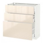 МЕТОД / МАКСИМЕРА Напольный шкаф с 3 ящиками - 80x37 см, Рингульт глянцевый кремовый, белый МЕТОД / МАКСИМЕРА Напольный шкаф с 3 ящиками - 80x37 см, Рингульт глянцевый кремовый, белый