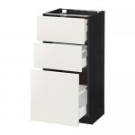 МЕТОД / МАКСИМЕРА Напольный шкаф с 3 ящиками - под дерево черный, Веддинге белый, 40x37 см