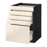 МЕТОД / ФОРВАРА Напольн шк д/вар панели/5фасад/4ящ - 60x60 см, Рингульт глянцевый кремовый, под дерево черный