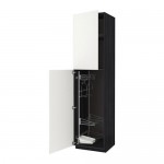 МЕТОД Выс шк с отд д/акс д/убрк - под дерево черный, Хэггеби белый, 60x60x240 см