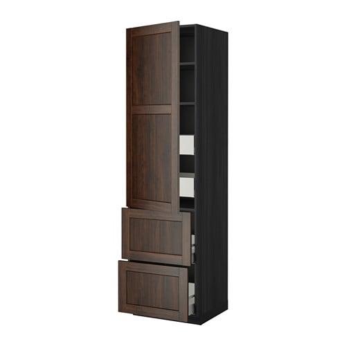 МЕТОД / МАКСИМЕРА Высокий шкаф+полки/4 ящика/2дверцы - под дерево черный, Эдсерум под дерево коричневый, 60x60x220 см МЕТОД / МАКСИМЕРА Высокий шкаф+полки/4 ящика/2дверцы - под дерево черный, Эдсерум под дерево коричневый, 60x60x220 см