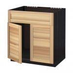 МЕТОД Напольн шкаф п-мойку 2 двр/фрн пнл - под дерево черный, Торхэмн естественный ясень МЕТОД Напольн шкаф п-мойку 2 двр/фрн пнл - под дерево черный, Торхэмн естественный ясень