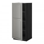 МЕТОД Высок шкаф с полками - под дерево черный, Будбин серый МЕТОД Высок шкаф с полками - под дерево черный, Будбин серый