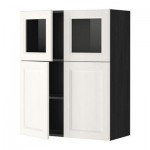 МЕТОД Навесной шкаф/полки/2дв/2стек дв - Лаксарби белый, под дерево черный