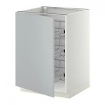 МЕТОД Напольный шкаф с проволочн ящиками - 60x60 см, Веддинге серый, белый