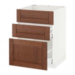 МЕТОД / МАКСИМЕРА Напольн шк п-мойку+3фрнт пнл/2ящ - белый, Филипстад коричневый, 60x60 см