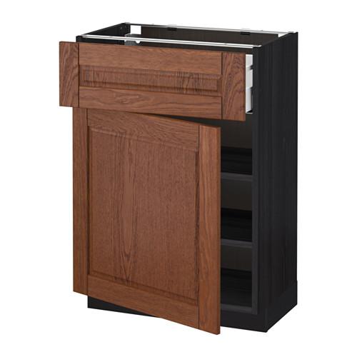 МЕТОД / МАКСИМЕРА Напольный шкаф с ящиком/дверью - под дерево черный, Филипстад коричневый, 60x37 см