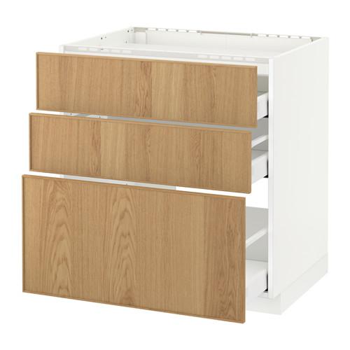 МЕТОД / МАКСИМЕРА Напольн шкаф/3фронт пнл/3ящика - белый, Экестад дуб, 80x60 см МЕТОД / МАКСИМЕРА Напольн шкаф/3фронт пнл/3ящика - белый, Экестад дуб, 80x60 см