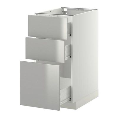 МЕТОД / ФОРВАРА Напольный шкаф с 3 ящиками - 40x60 см, Гревста нержавеющ сталь, белый МЕТОД / ФОРВАРА Напольный шкаф с 3 ящиками - 40x60 см, Гревста нержавеющ сталь, белый