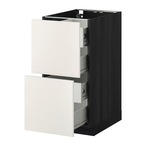 МЕТОД / ФОРВАРА Напольн шкаф 2 фронт пнл/4 средн ящ - под дерево черный, Веддинге белый, 40x60 см