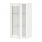 МЕТОД Навесной шкаф с полками/стекл дв - белый, Сэведаль белый, 40x80 см