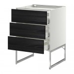 МЕТОД / МАКСИМЕРА Напольн шкаф/3фронт пнл/3ящика - белый, Тингсрид под дерево черный, 60x60x60 см