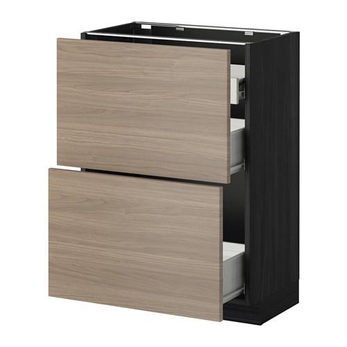 МЕТОД / ФОРВАРА Нап шкаф 2 фрнт пнл/1низк/2ср ящ - под дерево черный, Брокхульт под грецкий орех светло-серый, 60x37 см МЕТОД / ФОРВАРА Нап шкаф 2 фрнт пнл/1низк/2ср ящ - под дерево черный, Брокхульт под грецкий орех светло-серый, 60x37 см