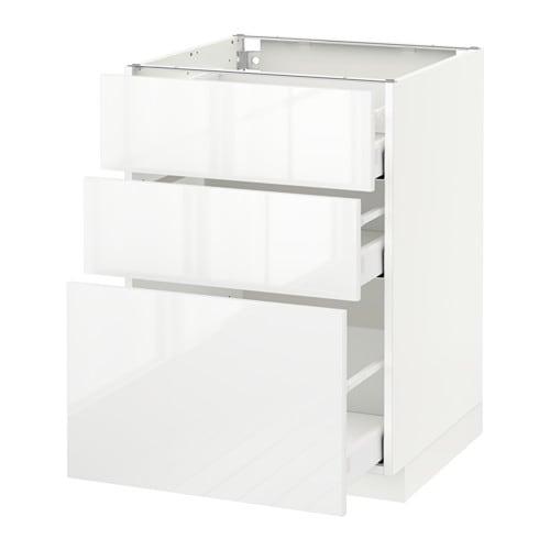 МЕТОД / МАКСИМЕРА Напольный шкаф с 3 ящиками - белый, Рингульт глянцевый белый, 60x60 см МЕТОД / МАКСИМЕРА Напольный шкаф с 3 ящиками - белый, Рингульт глянцевый белый, 60x60 см