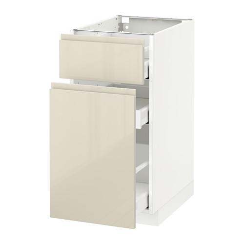 МЕТОД / МАКСИМЕРА Напольн шкаф/выдвижн секц/ящик - белый, Воксторп глянцевый светло-бежевый, 40x60 см