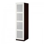 ПАКС Гардероб с 1 дверью - Пакс Бергсбу матовое стекло/белый, черно-коричневый, 50x60x201 см ПАКС Гардероб с 1 дверью - Пакс Бергсбу матовое стекло/белый, черно-коричневый, 50x60x201 см