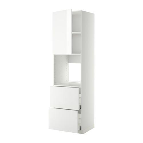 МЕТОД / МАКСИМЕРА Выс шк д/дхвк+двр/2фрнт/2выс ящ - белый, Рингульт глянцевый белый, 60x60x220 см МЕТОД / МАКСИМЕРА Выс шк д/дхвк+двр/2фрнт/2выс ящ - белый, Рингульт глянцевый белый, 60x60x220 см