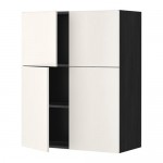 МЕТОД Навесной шкаф с полками/4дверцы - под дерево черный, Веддинге белый МЕТОД Навесной шкаф с полками/4дверцы - под дерево черный, Веддинге белый