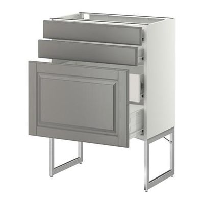 МЕТОД / ФОРВАРА Напольн шкаф 3фронт пнл/2низ/2ср ящ - 60x37x60 см, Будбин серый, белый МЕТОД / ФОРВАРА Напольн шкаф 3фронт пнл/2низ/2ср ящ - 60x37x60 см, Будбин серый, белый
