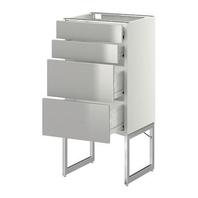 МЕТОД / ФОРВАРА Нплн шк 4 фронт/2 низк/2средн ящ - 40x37x60 см, Гревста нержавеющ сталь, белый МЕТОД / ФОРВАРА Нплн шк 4 фронт/2 низк/2средн ящ - 40x37x60 см, Гревста нержавеющ сталь, белый