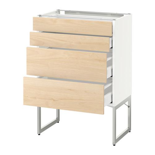 МЕТОД / МАКСИМЕРА Нплн шк 4 фронт/2 низк/2средн ящ - белый, Аскерсунд под светлый ясень, 60x37x60 см