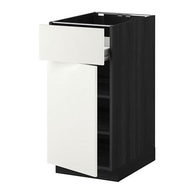 МЕТОД / ФОРВАРА Напольн шкаф с полкой/ящиком/дверью - под дерево черный, Хэггеби белый, 40x60 см