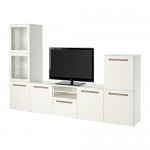 БЕСТО Шкаф для ТВ, комбин/стеклян дверцы - Марвикен белый прозрачное стекло, направляющие ящика, плавно закр БЕСТО Шкаф для ТВ, комбин/стеклян дверцы - Марвикен белый прозрачное стекло, направляющие ящика, плавно закр