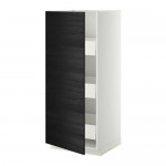 МЕТОД / МАКСИМЕРА Высокий шкаф с ящиками - белый, Тингсрид под дерево черный, 60x60x140 см