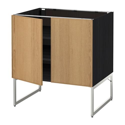 МЕТОД Напол шкаф с полками/2двери - под дерево черный, Экестад дуб, 80x60x60 см МЕТОД Напол шкаф с полками/2двери - под дерево черный, Экестад дуб, 80x60x60 см