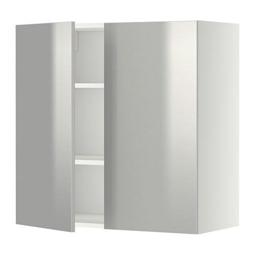 МЕТОД Навесной шкаф с полками/2дверцы - белый, Гревста нержавеющ сталь, 80x80 см МЕТОД Навесной шкаф с полками/2дверцы - белый, Гревста нержавеющ сталь, 80x80 см