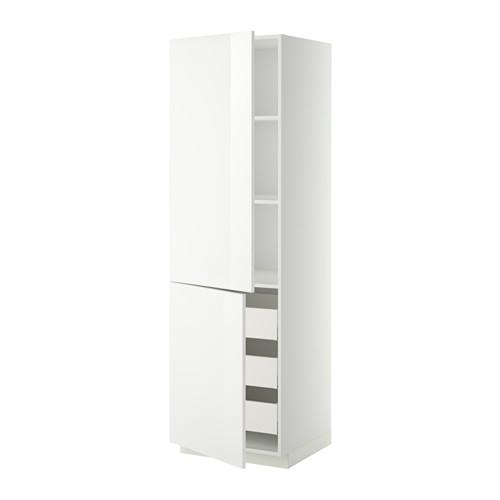 METODO / MAKSIMERA alta armadio + scaffali / cassetto 3 / 2 porta - bianco,  bianco lucido Ringult, 60x60x200 cm (191.144.45) - recensioni, prezzi, dove  acquistare