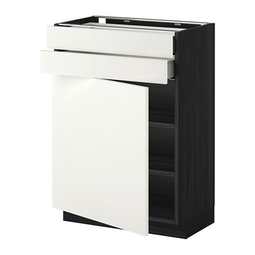 МЕТОД / МАКСИМЕРА Напольный шкаф с дверцей/2 ящиками - под дерево черный, Хэггеби белый, 60x37 см МЕТОД / МАКСИМЕРА Напольный шкаф с дверцей/2 ящиками - под дерево черный, Хэггеби белый, 60x37 см