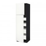 МЕТОД / МАКСИМЕРА Высокий шкаф/2дверцы/4ящика - под дерево черный, Хэггеби белый, 60x60x200 см