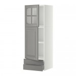 МЕТОД / МАКСИМЕРА Навесной шкаф/дв/стек дв/2 ящ - белый, Будбин серый