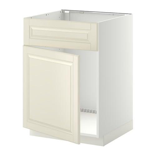 МЕТОД Напольный шкаф п-мойку с дв/фр пнл - белый, Будбин белый с оттенком МЕТОД Напольный шкаф п-мойку с дв/фр пнл - белый, Будбин белый с оттенком