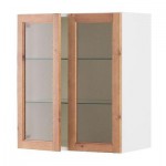 ФАКТУМ Навесной шкаф с 2 стеклянн дверями - Фагерланд морилка,антик, 60x92 см