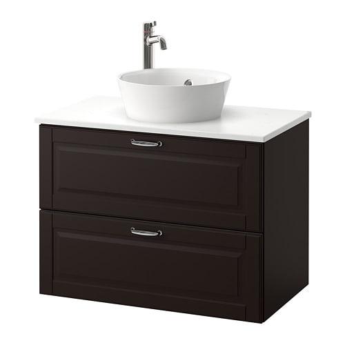 ГОДМОРГОН/ТОЛКЕН / КАТТЕВИК Шкаф со столешницей 40см раковина - Кашён темно-серый