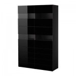 БЕСТО Комб для хран с дверц/ящ - черно-коричневый/глянцевый черный