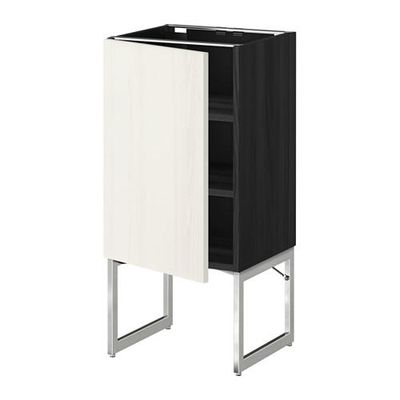 МЕТОД Напольный шкаф с полками - 40x37x60 см, Росдаль белый ясень, под дерево черный