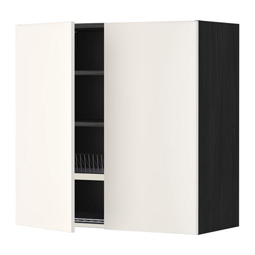 МЕТОД Навесной шкаф с посуд суш/2 дврц - под дерево черный, Веддинге белый, 80x80 см МЕТОД Навесной шкаф с посуд суш/2 дврц - под дерево черный, Веддинге белый, 80x80 см