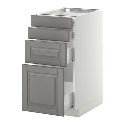 МЕТОД / ФОРВАРА Напольн шкаф 4 фронт панели/4 ящика - 40x60 см, Будбин серый, белый МЕТОД / ФОРВАРА Напольн шкаф 4 фронт панели/4 ящика - 40x60 см, Будбин серый, белый