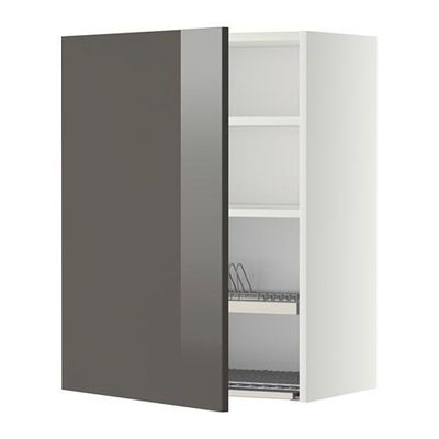 МЕТОД Шкаф навесной с сушкой - 60x80 см, Рингульт глянцевый серый, белый